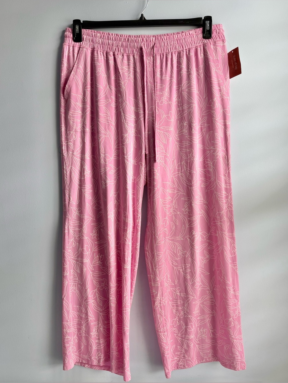 State of Day Women's Pink Printed Knit Wide Leg Pajama Pants Size XXL